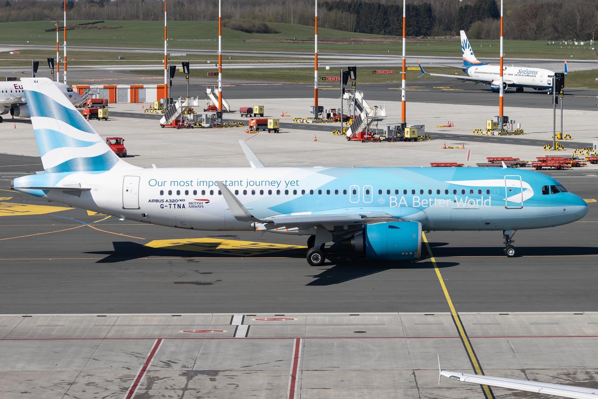 Hamburg Airport: British Airways (BA / BAW) |  Livery: BA Better World Livery |  Airbus A320-251N A20N | G-TTNA | MSN 8108
