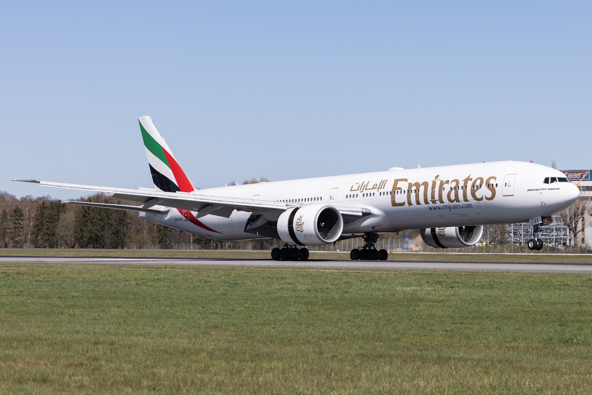 Hamburg Airport: Emirates (EK / UAE) |  Boeing 777-31H(ER) B77W | A6-EGY | MSN 41080