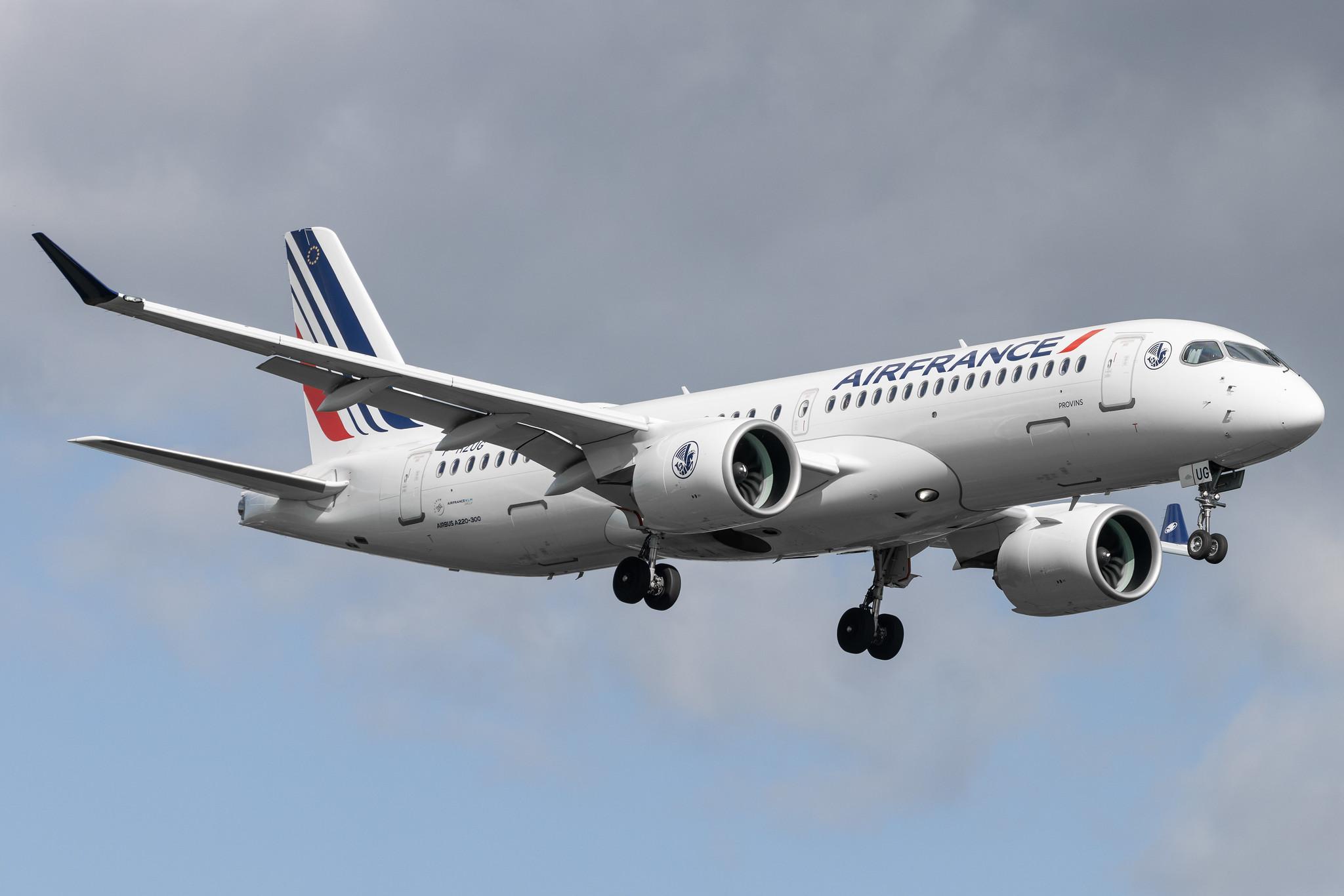 Hamburg Airport: Air France (AF / AFR) |  Airbus A220-300 BCS3 | F-HZUG | MSN 55155