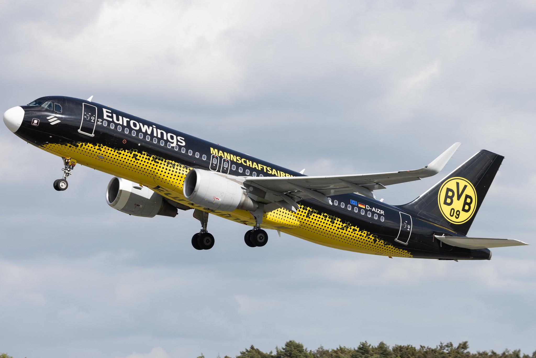 Hamburg Airport: Eurowings (EW / EWG) |  Livery: Borussia Dortmund Livery |  Airbus A320-214 A320 | D-AIZR | MSN 5525