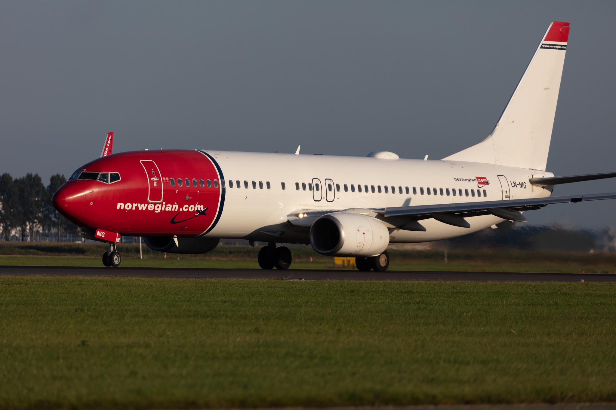 Amsterdam Schiphol: Norwegian (/ NAX) |  Livery: Juan Sebastián Elcano Livery | Operator: Norwegian Air Shuttle AOC |  Boeing 737-8JP B738 | LN-NIG | MSN 43878