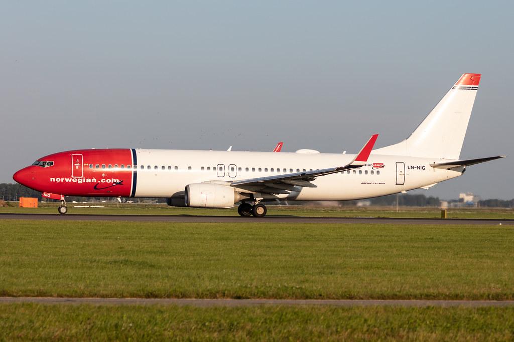 Amsterdam Schiphol: Norwegian (/ NAX) |  Livery: Juan Sebastián Elcano Livery | Operator: Norwegian Air Shuttle AOC |  Boeing 737-8JP B738 | LN-NIG | MSN 43878