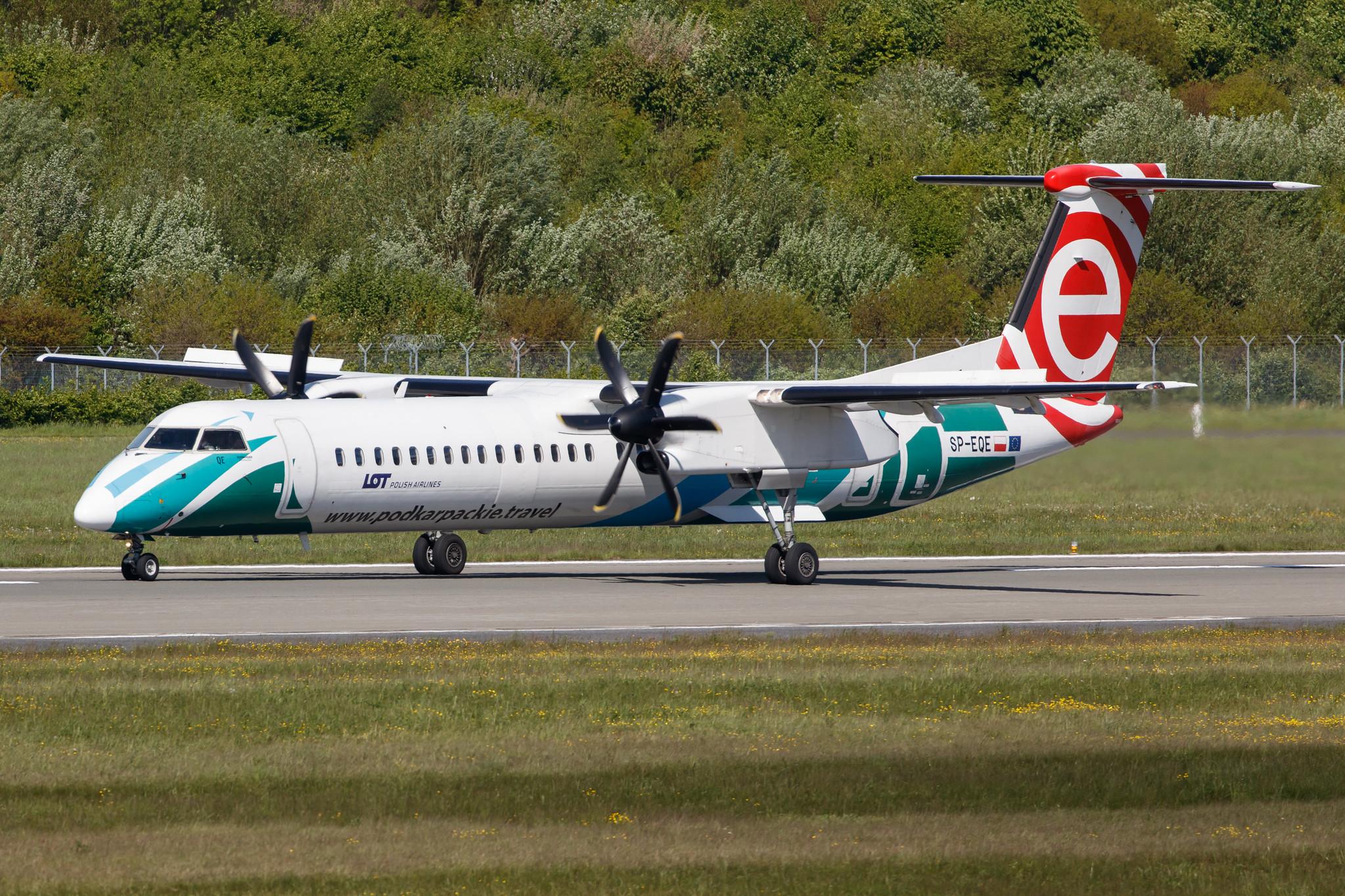Hamburg Airport: LOT (LO / LOT) |  Livery: Podkarpackie Livery |  De Havilland Canada Dash 8-400 DH8D | SP-EQE | MSN 4417