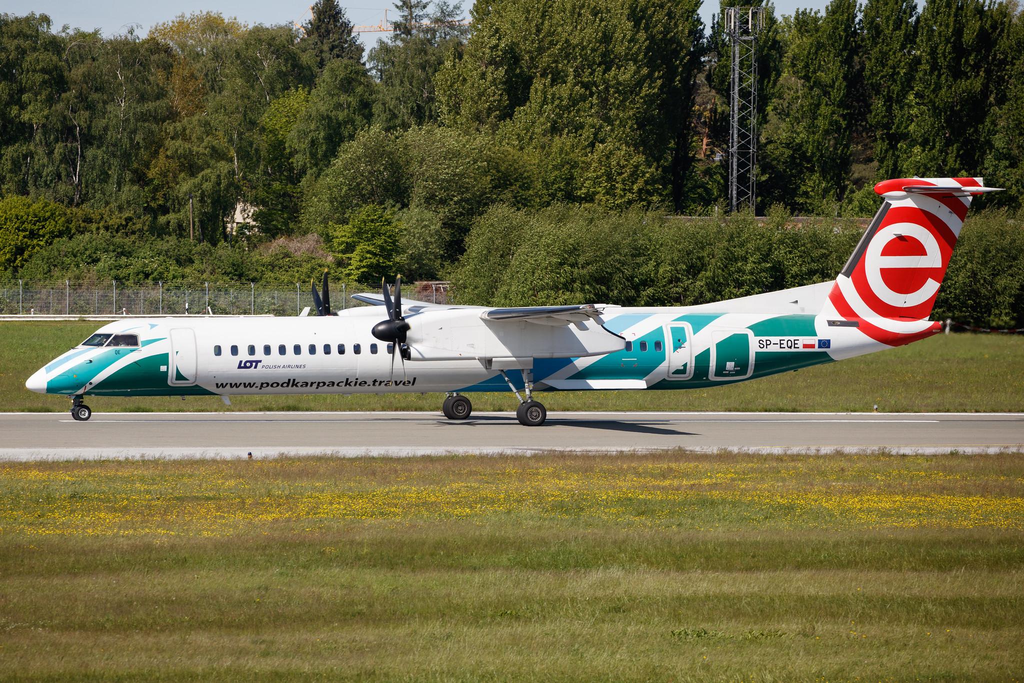 Hamburg Airport: LOT (LO / LOT) |  Livery: Podkarpackie Livery |  De Havilland Canada Dash 8-400 DH8D | SP-EQE | MSN 4417