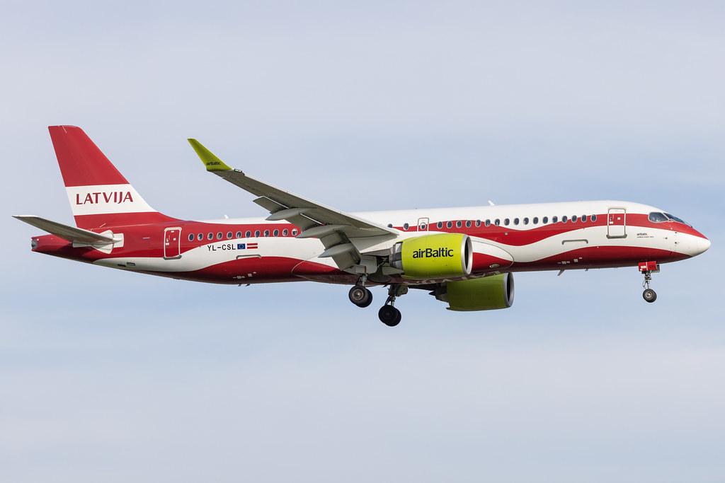 Hamburg Airport: Air Baltic (BT / BTI) |  Livery: Latvia's 100th anniversary Livery |  Airbus A220-300 BCS3 | YL-CSL | MSN 55041