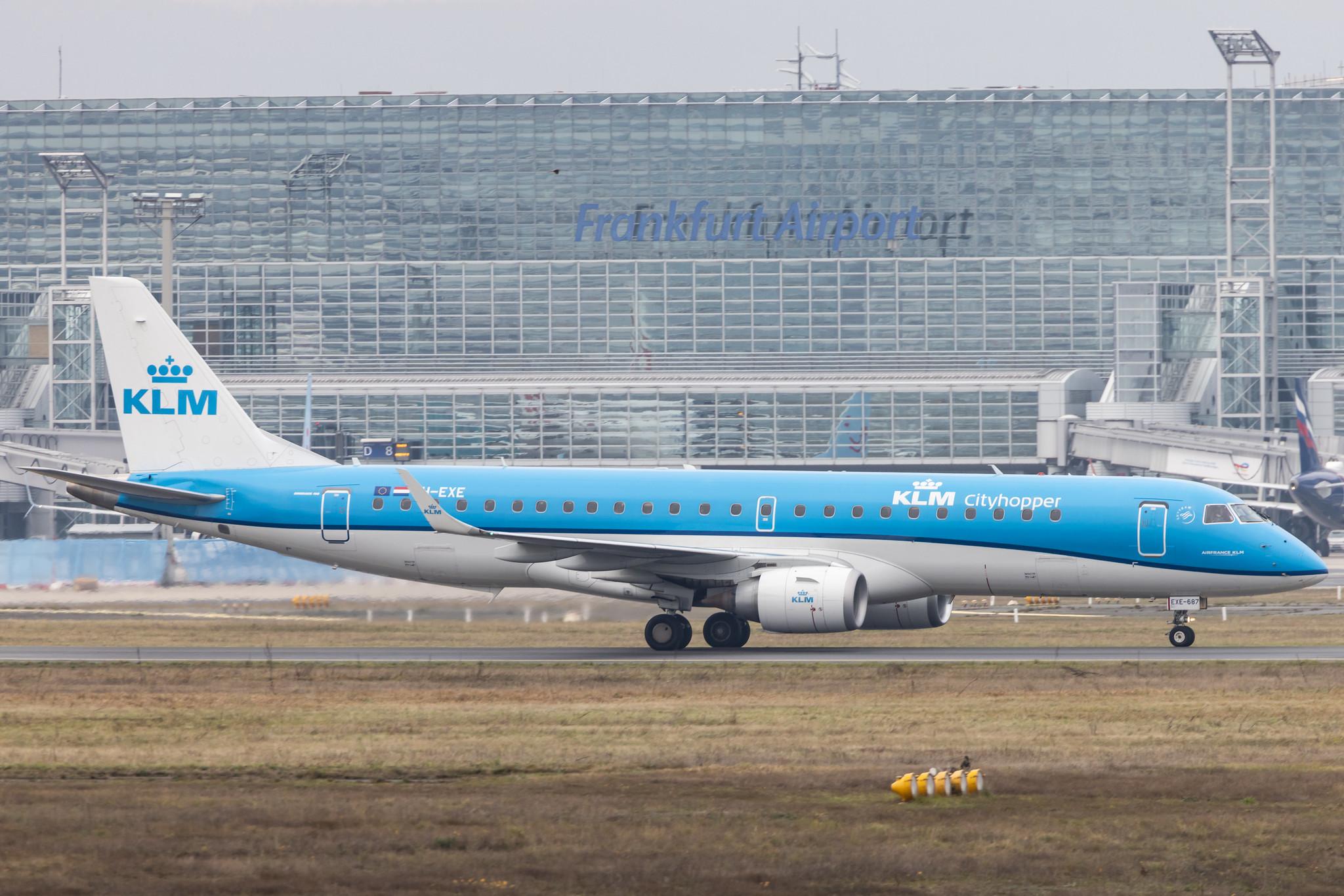Frankfurt Airport: KLM (KL / KLM) | Operator: KLM Cityhopper |  Embraer E190STD E190 | PH-EXE | MSN 19000687