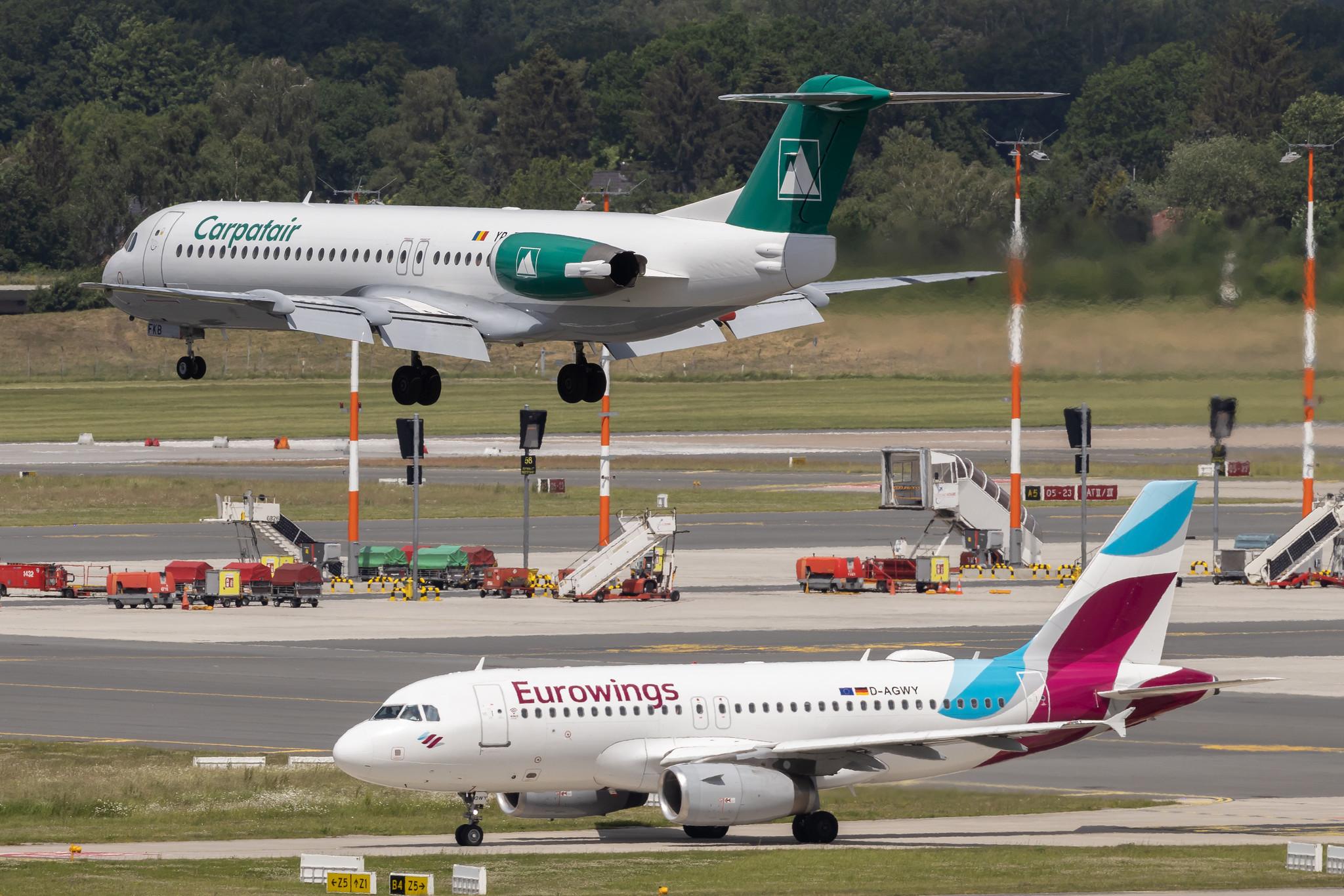 Hamburg Airport: Carpatair (V3 / KRP) | Fokker 100 F100 | YR-FKB | MSN 11369