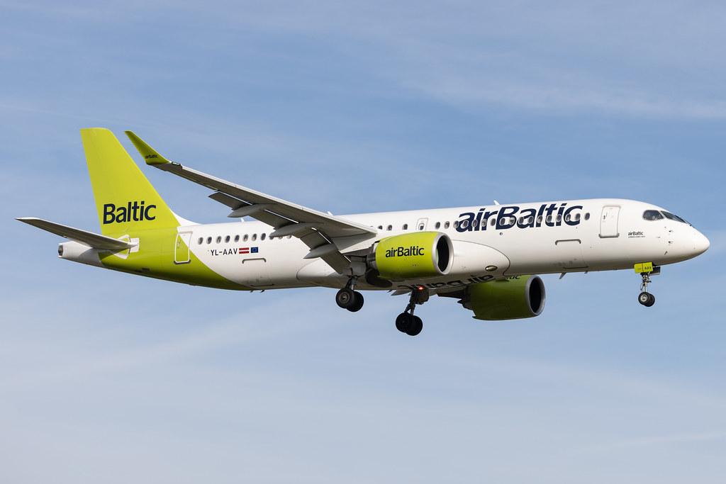 Hamburg Airport: Air Baltic (BT / BTI) |  Airbus A220-300 BCS3 | YL-AAV | MSN 55071