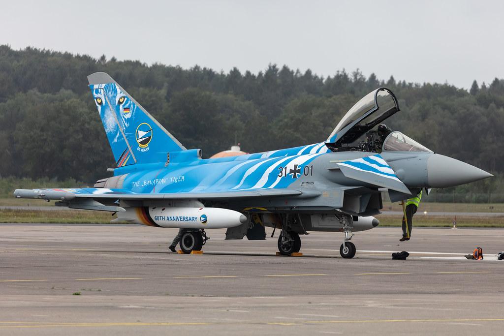 Fliegerhorst Hohn: German Air Force (/ GAF) | Livery: Bavarian Tiger | Eurofighter Typhoon EF2000 EUFI | 31+01 | MSN GS021