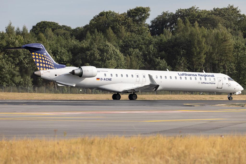 Luxembourg Findel Airport: Lufthansa (LH / DLH) | Operator: Lufthansa CityLine | Mitsubishi CRJ-900LR CRJ9 | D-ACNE | MSN 15241