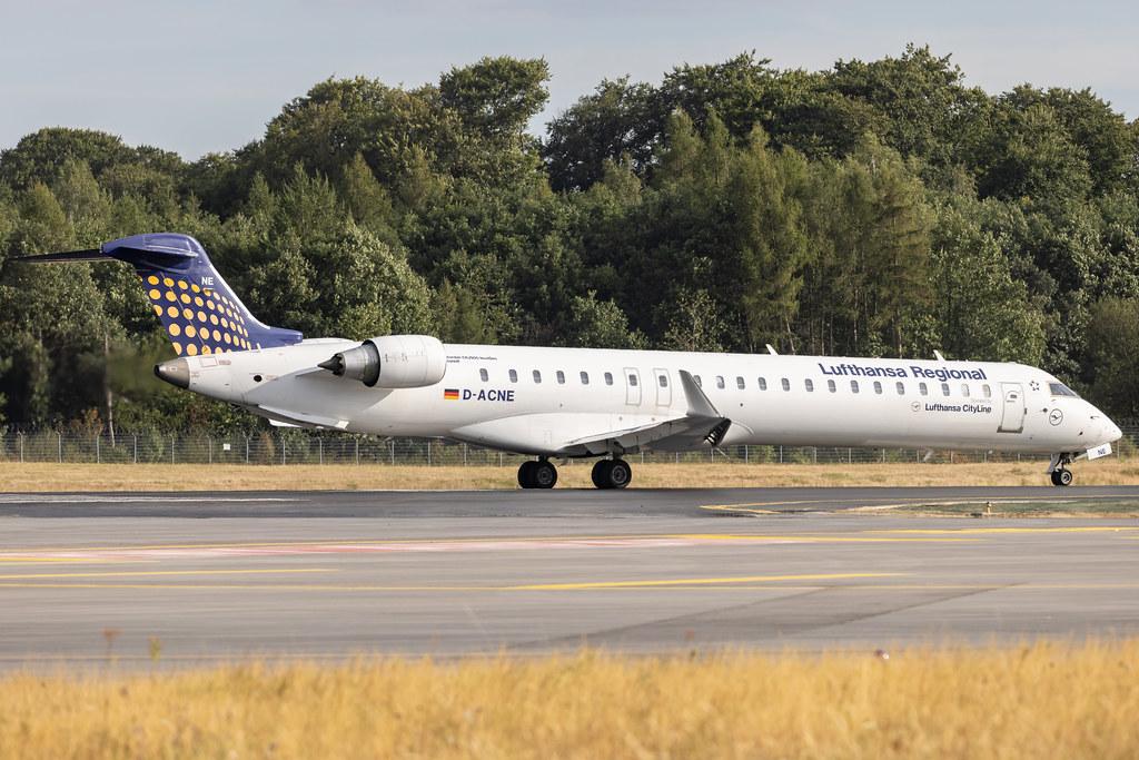 Luxembourg Findel Airport: Lufthansa (LH / DLH) | Operator: Lufthansa CityLine | Mitsubishi CRJ-900LR CRJ9 | D-ACNE | MSN 15241