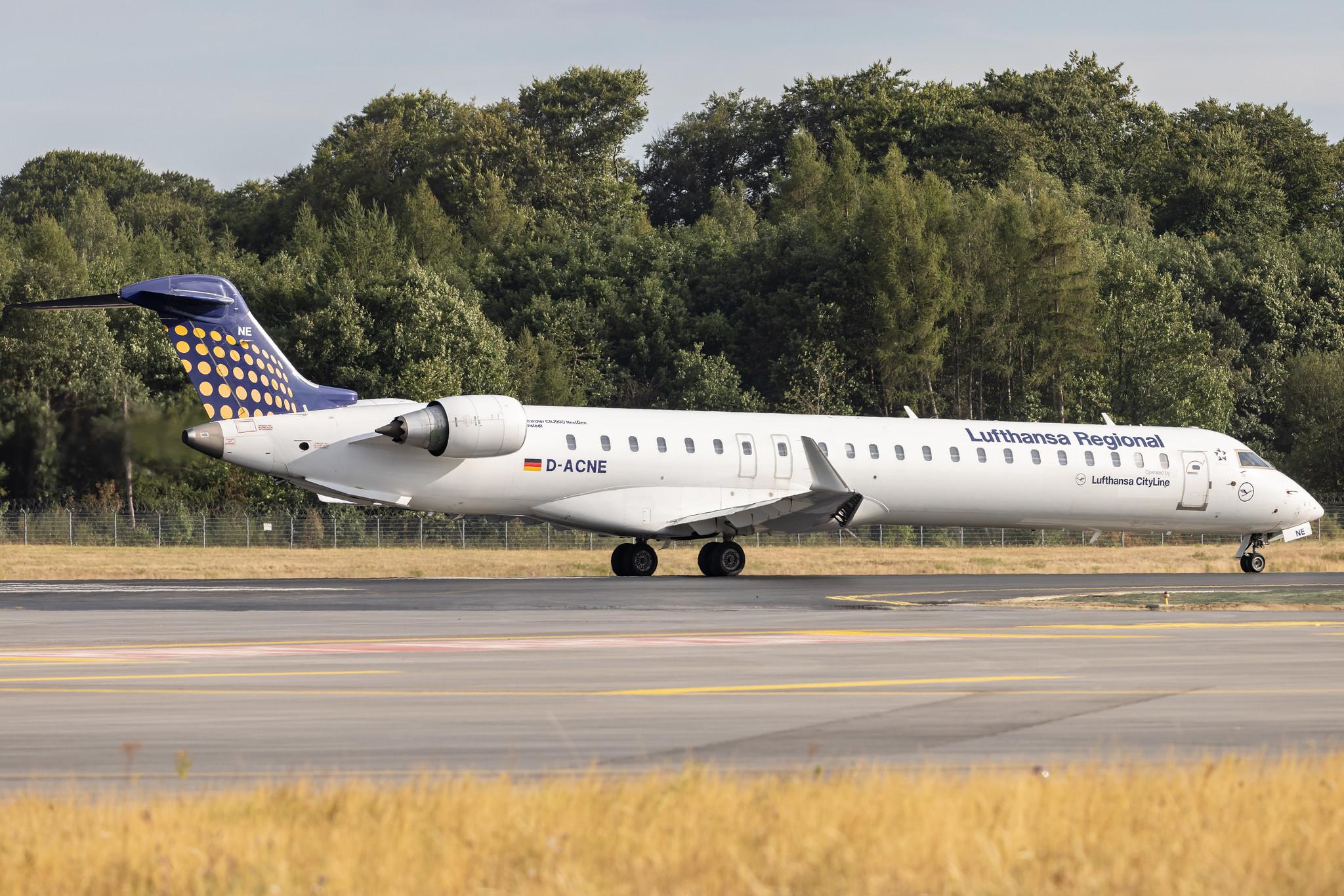 Luxembourg Findel Airport: Lufthansa (LH / DLH) | Operator: Lufthansa CityLine | Mitsubishi CRJ-900LR CRJ9 | D-ACNE | MSN 15241