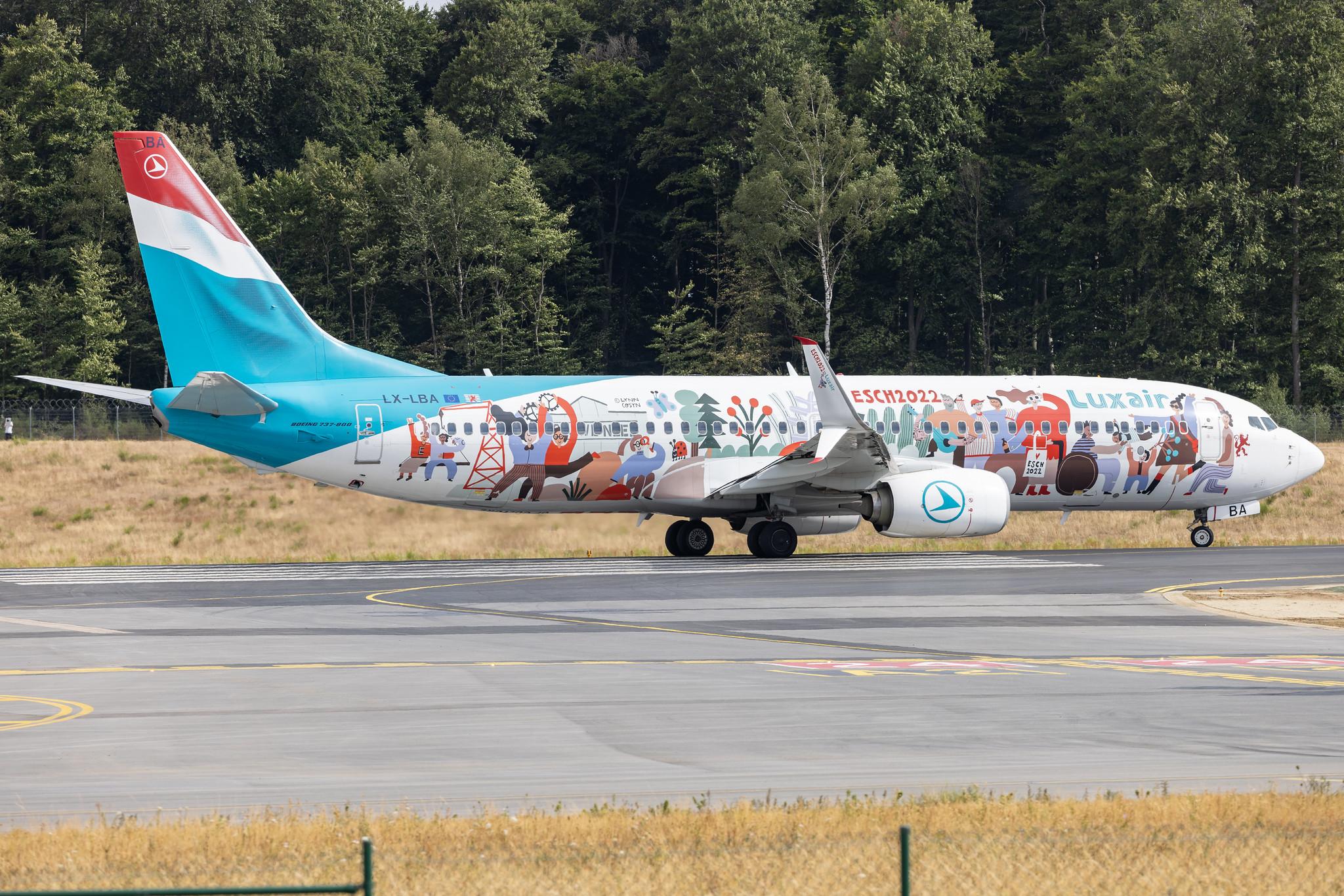 Luxembourg Findel Airport: Luxair (LG / LGL) |  Livery: Esch2022 Livery |  Boeing 737-8C9 B738 | LX-LBA | MSN 43537