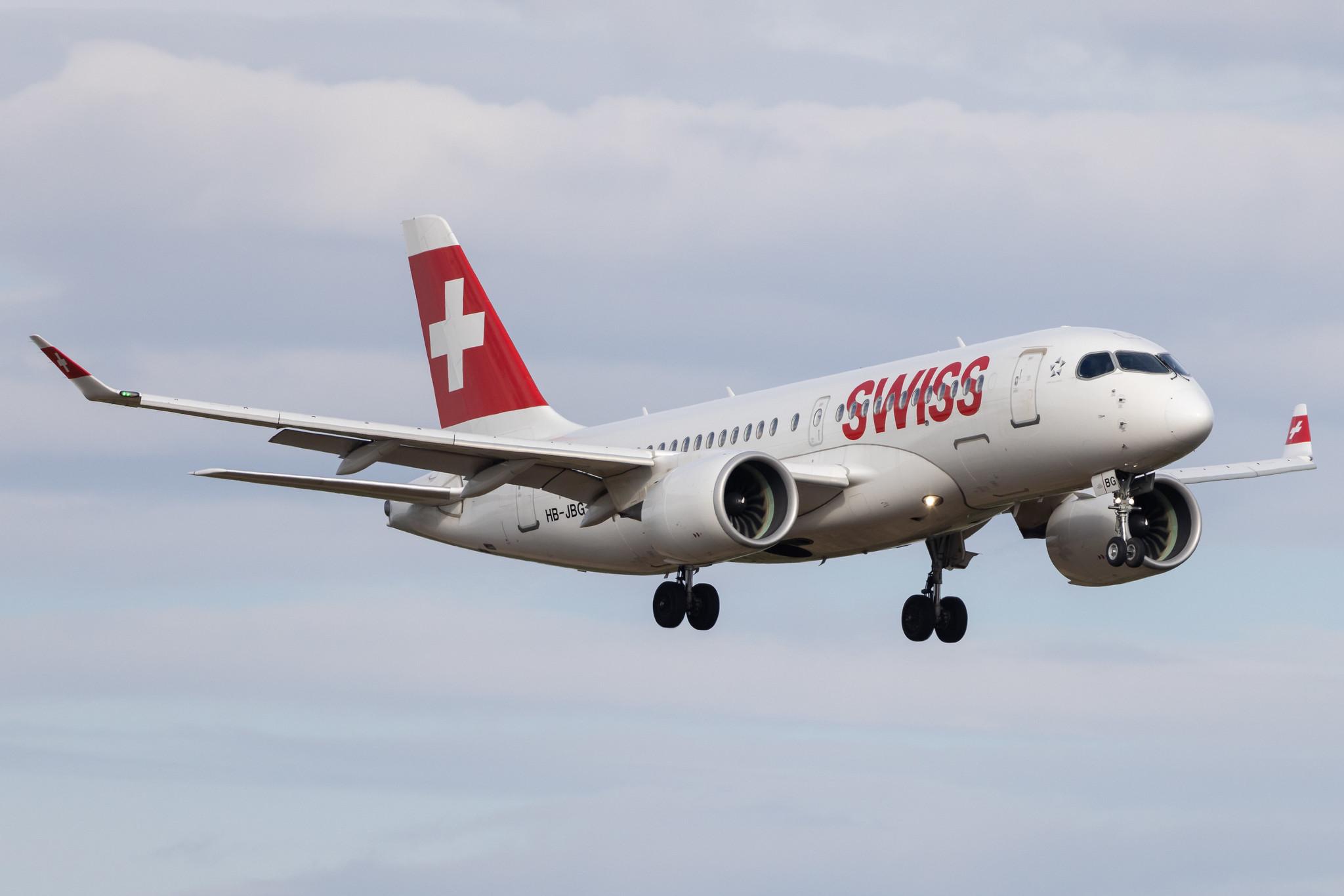 Luxembourg Findel Airport: Swiss (LX / SWR) | Airbus A220-100 BCS1 | HB-JBG | MSN 50016