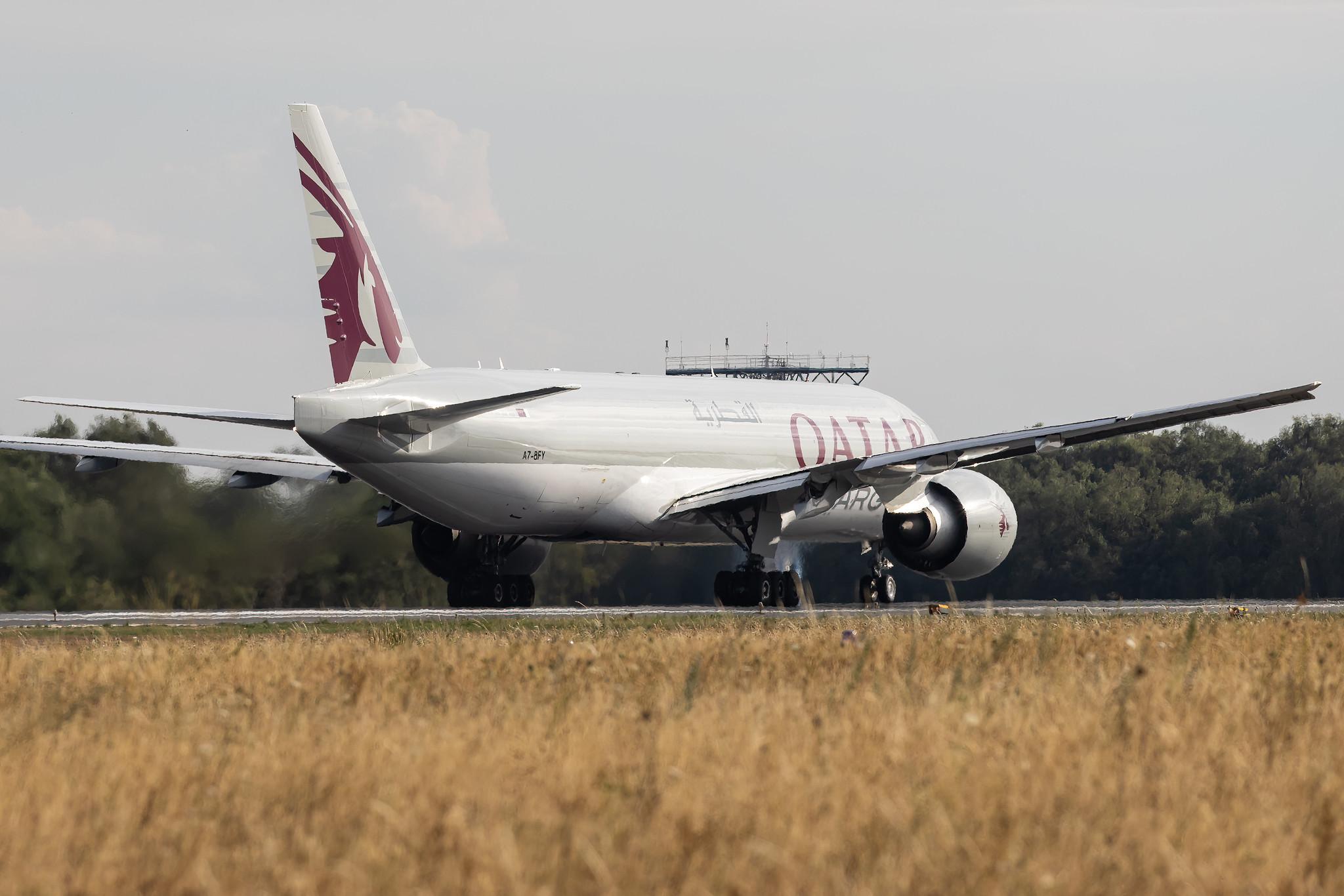 Luxembourg Findel Airport: Qatar Cargo (QR / QTR) | Operator: Qatar Airways |  Boeing 777-F B77L | A7-BFY | MSN 66871