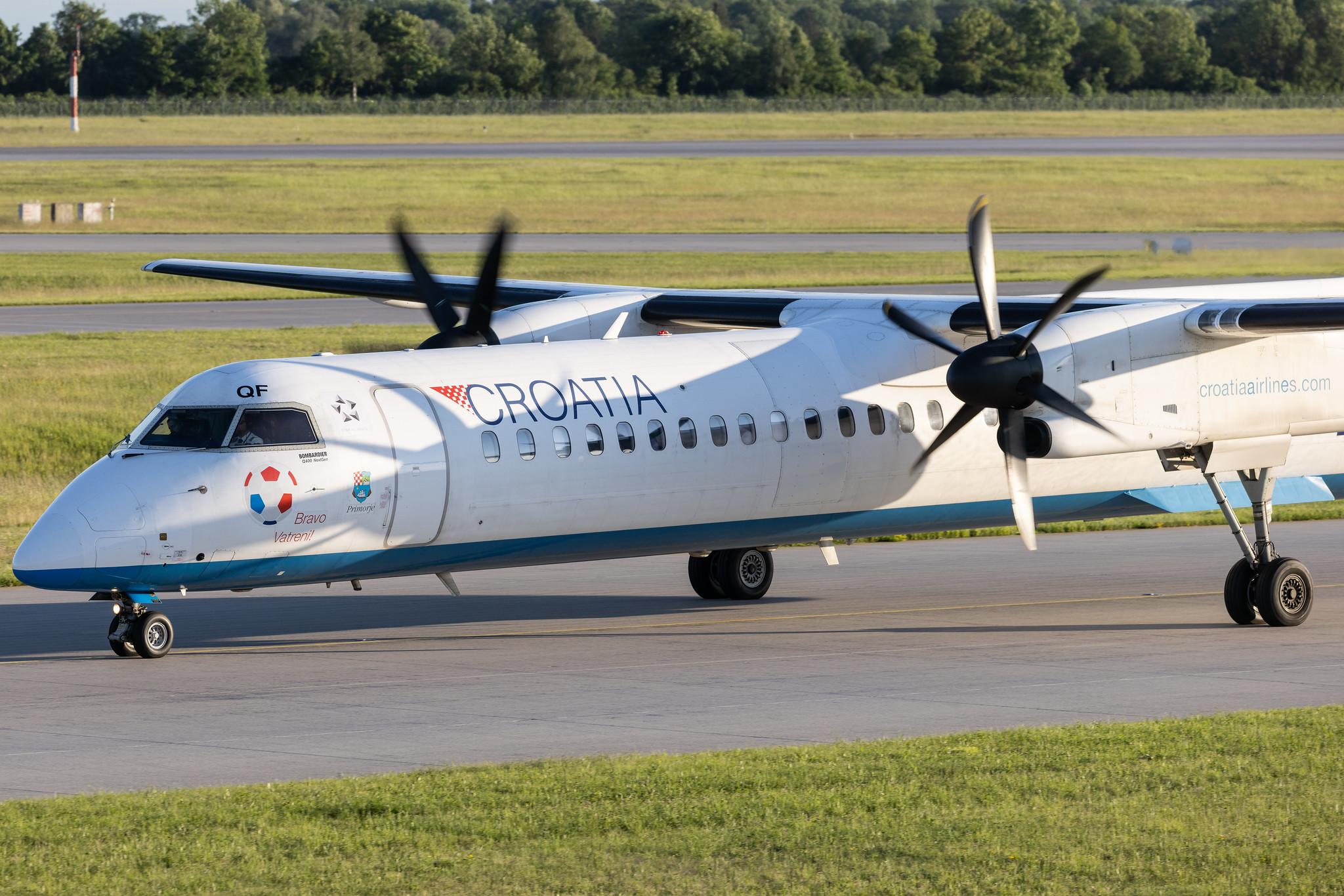 Munich Airport: Croatia Airlines (OU / CTN) | De Havilland Canada Dash 8-400 DH8D | 9A-CQF | MSN 4301