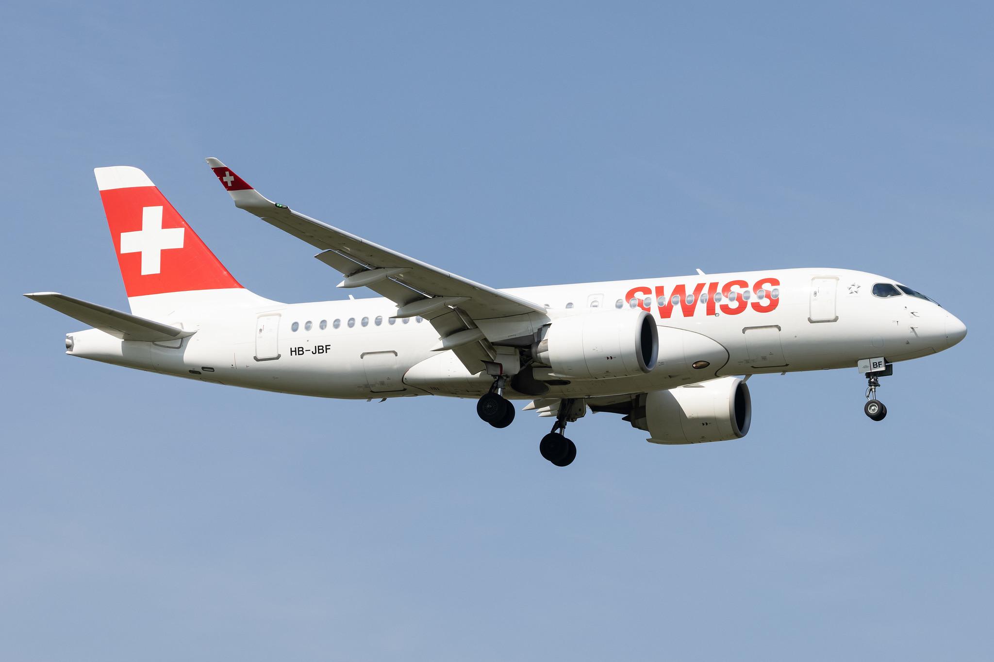 London Heathrow: Swiss (LX / SWR) |  Airbus A220-100 BCS1 | HB-JBF | MSN 50015