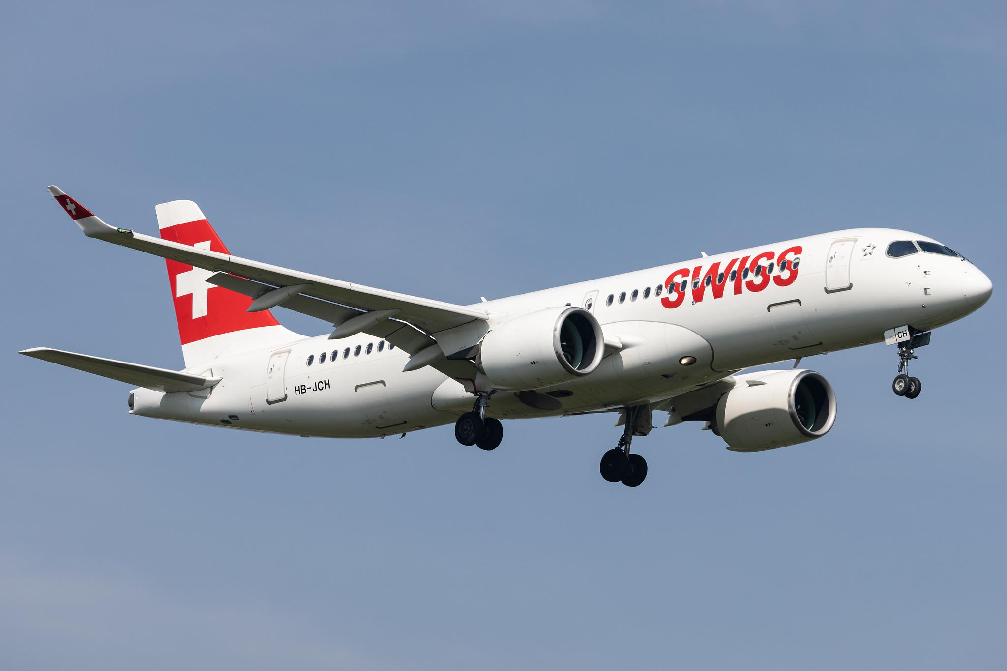 London Heathrow: Swiss (LX / SWR) |   Airbus A220-300 BCS3 | HB-JCH | MSN 55021