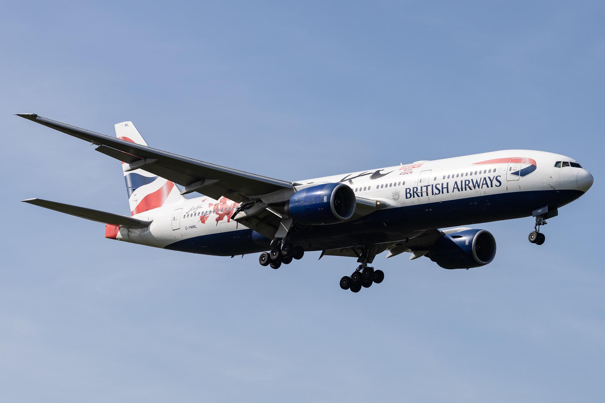 London Heathrow: British Airways (BA / BAW) |  Livery: GREAT Festival of Creativity |  Boeing 777-236(ER) B772 | G-YMML | MSN 30313