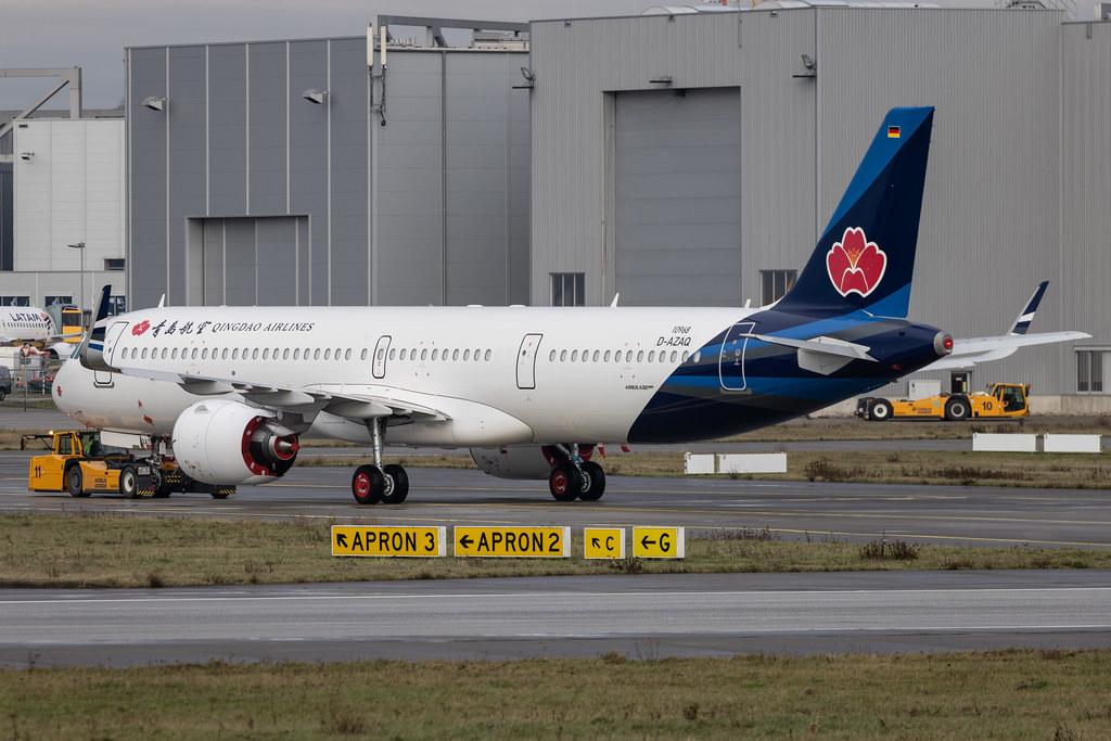 Hamburg Finkenwerder: Qingdao Airlines (QW / QDA) | Airbus A321-271NX A21N | D-AZAQ | B-32A7 | MSN 10968