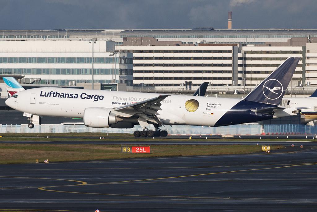 Frankfurt Airport: Lufthansa Cargo (/ GEC) | Livery: Flying 100% CO? neutral Livery | Boeing 777-F B77L | D-ALFG | MSN 66090