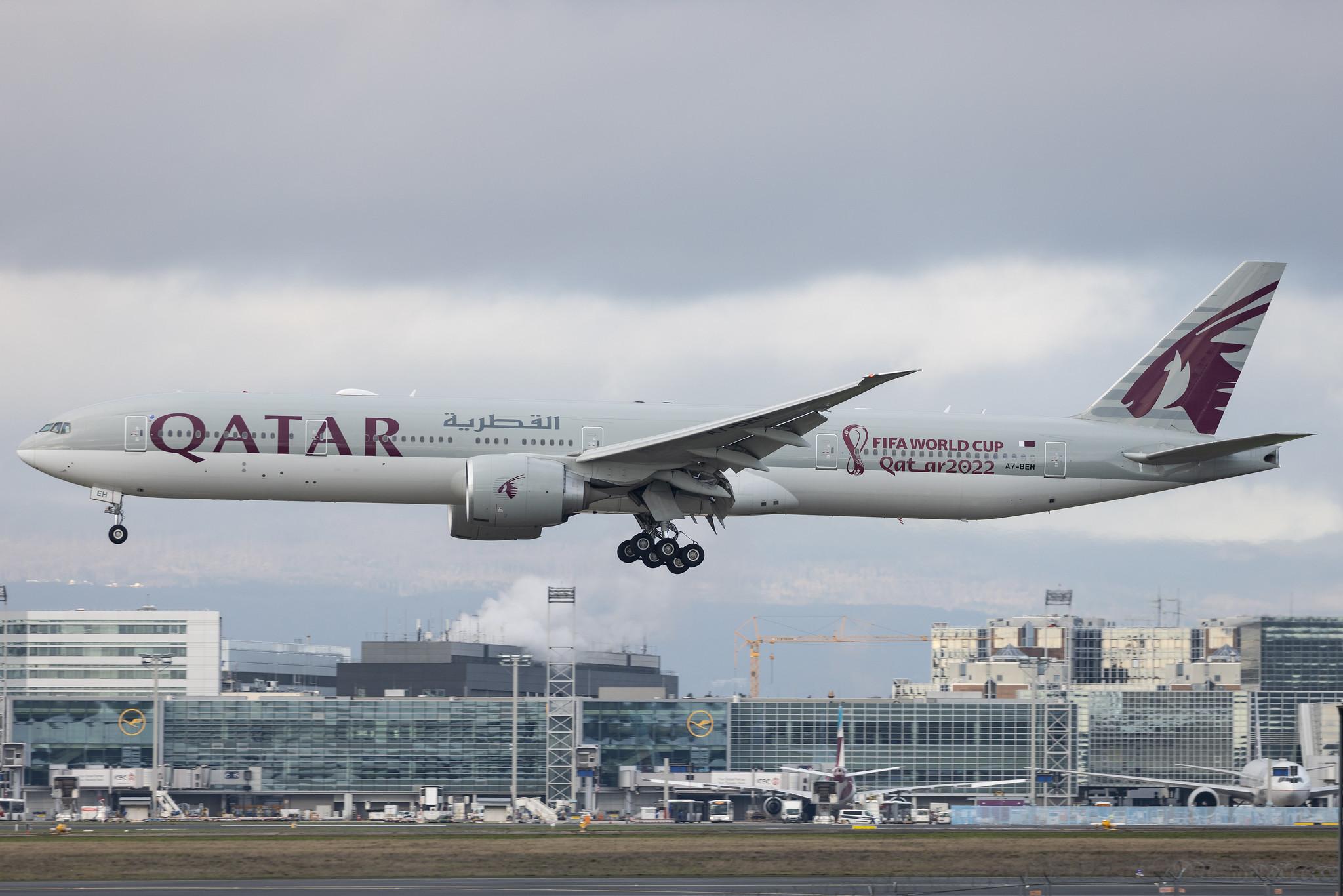 Frankfurt Airport: Qatar Airways (QR / QTR) | Boeing 777-3DZ(ER) B77W | A7-BEH | MSN 60334