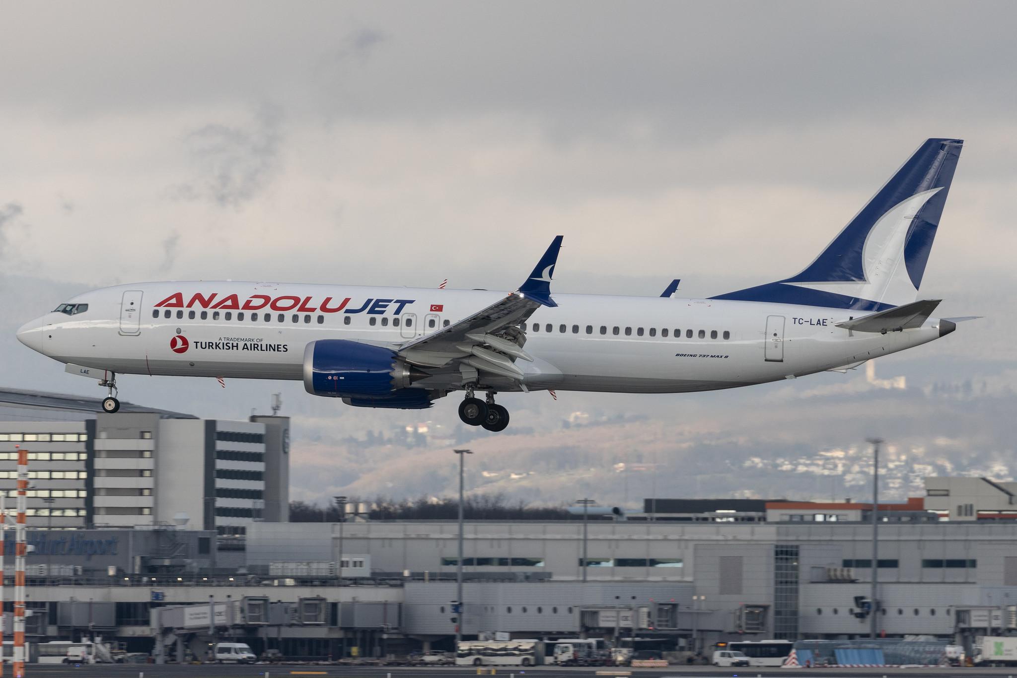 Frankfurt Airport: AnadoluJet (TK / THY) | Operator: Turkish Airlines | Boeing 737 MAX 8 B38M | TC-LAE | MSN 44656