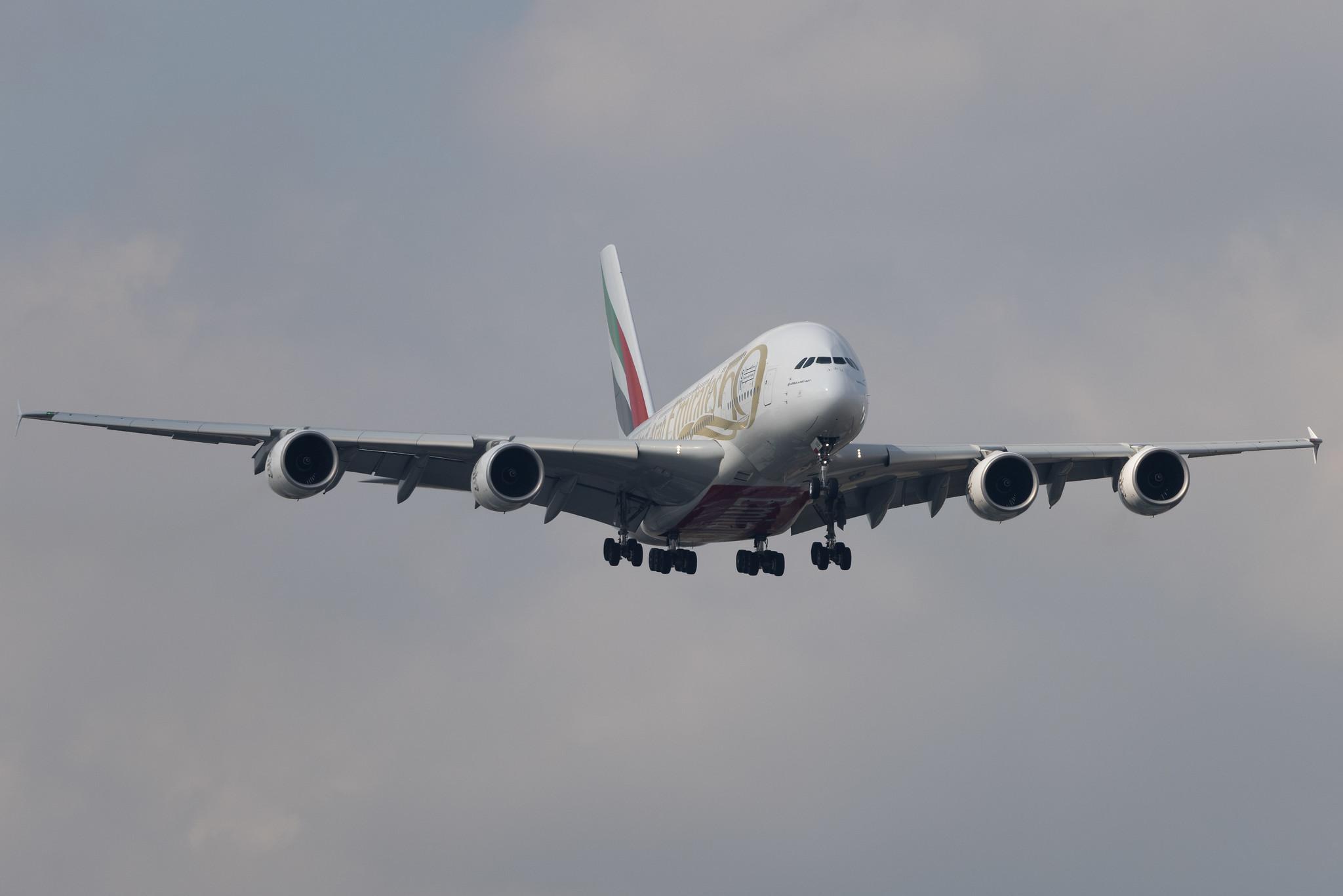London Heathrow: Emirates (EK / UAE) |  Livery: Year of the Fiftieth Livery |  Airbus A380-842 A388 | A6-EUU | MSN 238