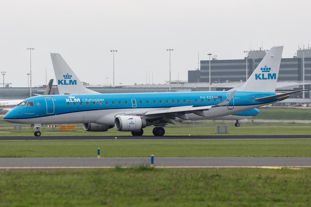Amsterdam Schiphol: KLM (KL / KLM) | Operator: KLM Cityhopper |  Embraer E190STD E190 | PH-EZF | MSN 19000304