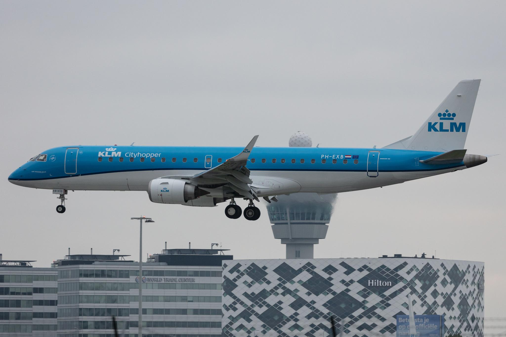 Amsterdam Schiphol: KLM (KL / KLM) | Operator: KLM Cityhopper |  Embraer E190STD E190 | PH-EXB | MSN 19000658