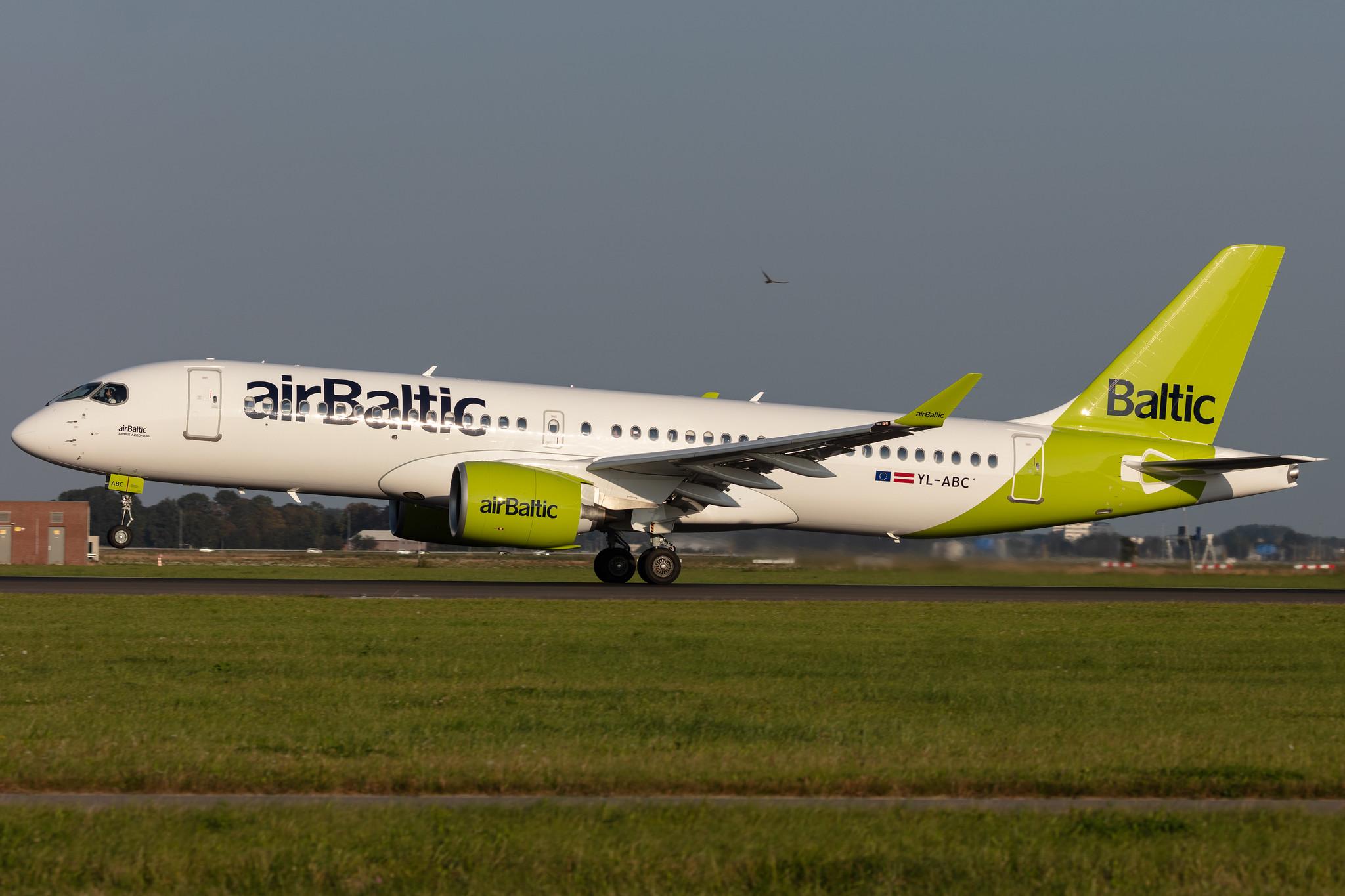Amsterdam Schiphol: Air Baltic (BT / BTI) |  Airbus A220-300 BCS3 | YL-ABC | MSN 55127