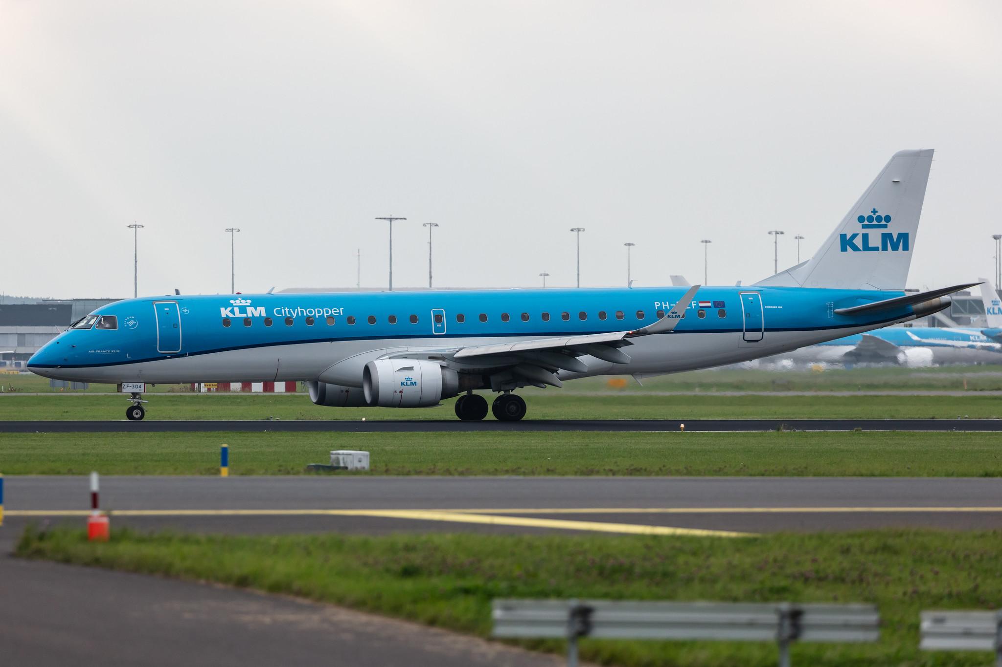 Amsterdam Schiphol: KLM (KL / KLM) | Operator: KLM Cityhopper |  Embraer E190STD E190 | PH-EZF | MSN 19000304