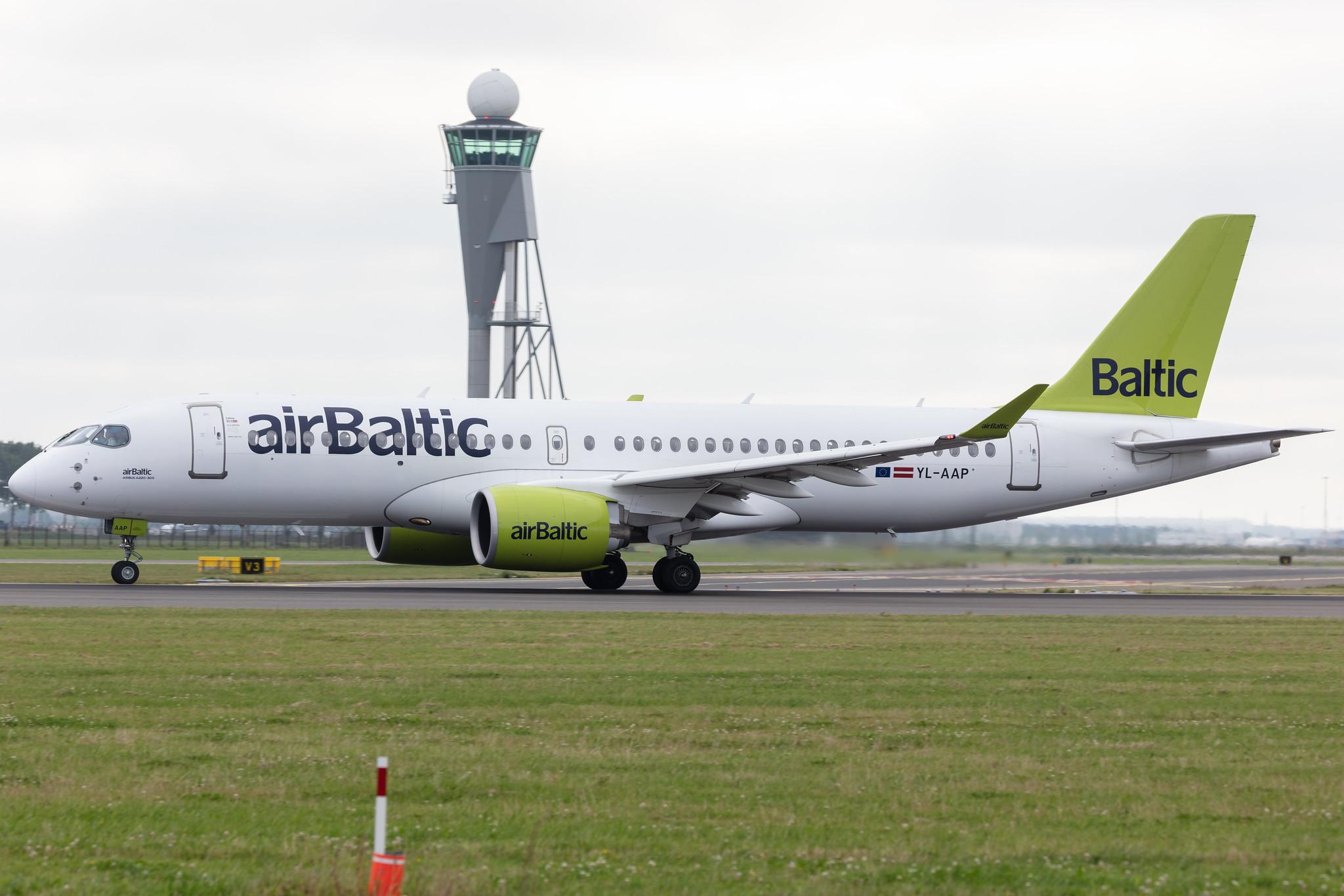 Amsterdam Schiphol: Air Baltic (BT / BTI) |  Airbus A220-300 BCS3 | YL-AAP | MSN 55051