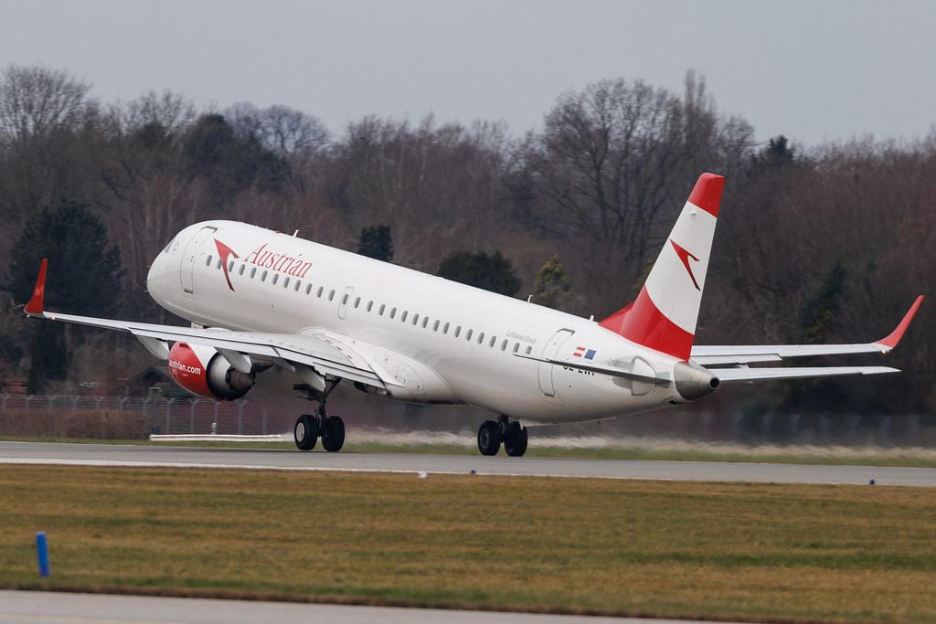 Hamburg Airport: Austrian Airlines (OS / AUA) | Embraer E195LR E195 | OE-LWI | MSN 19000500