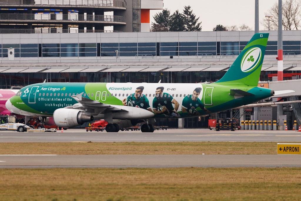 Hamburg Airport: Aer Lingus (EI / EIN) | Livery: Irish Rugby Team Livery | Airbus A320-214 A320 | EI-DEI | MSN 2374