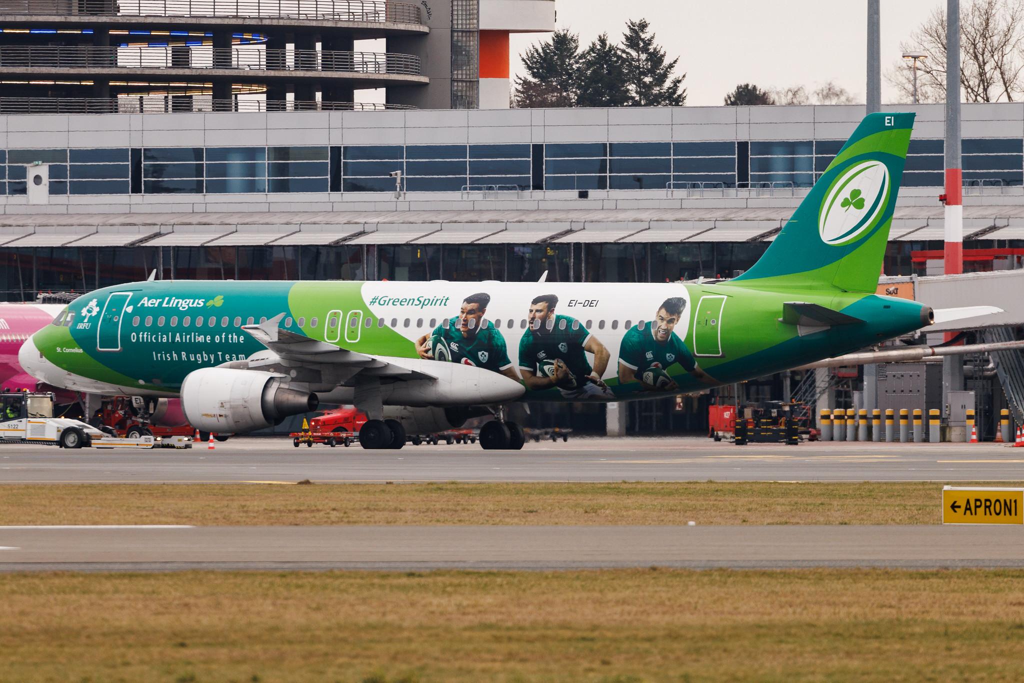 Hamburg Airport: Aer Lingus (EI / EIN) | Livery: Irish Rugby Team Livery | Airbus A320-214 A320 | EI-DEI | MSN 2374