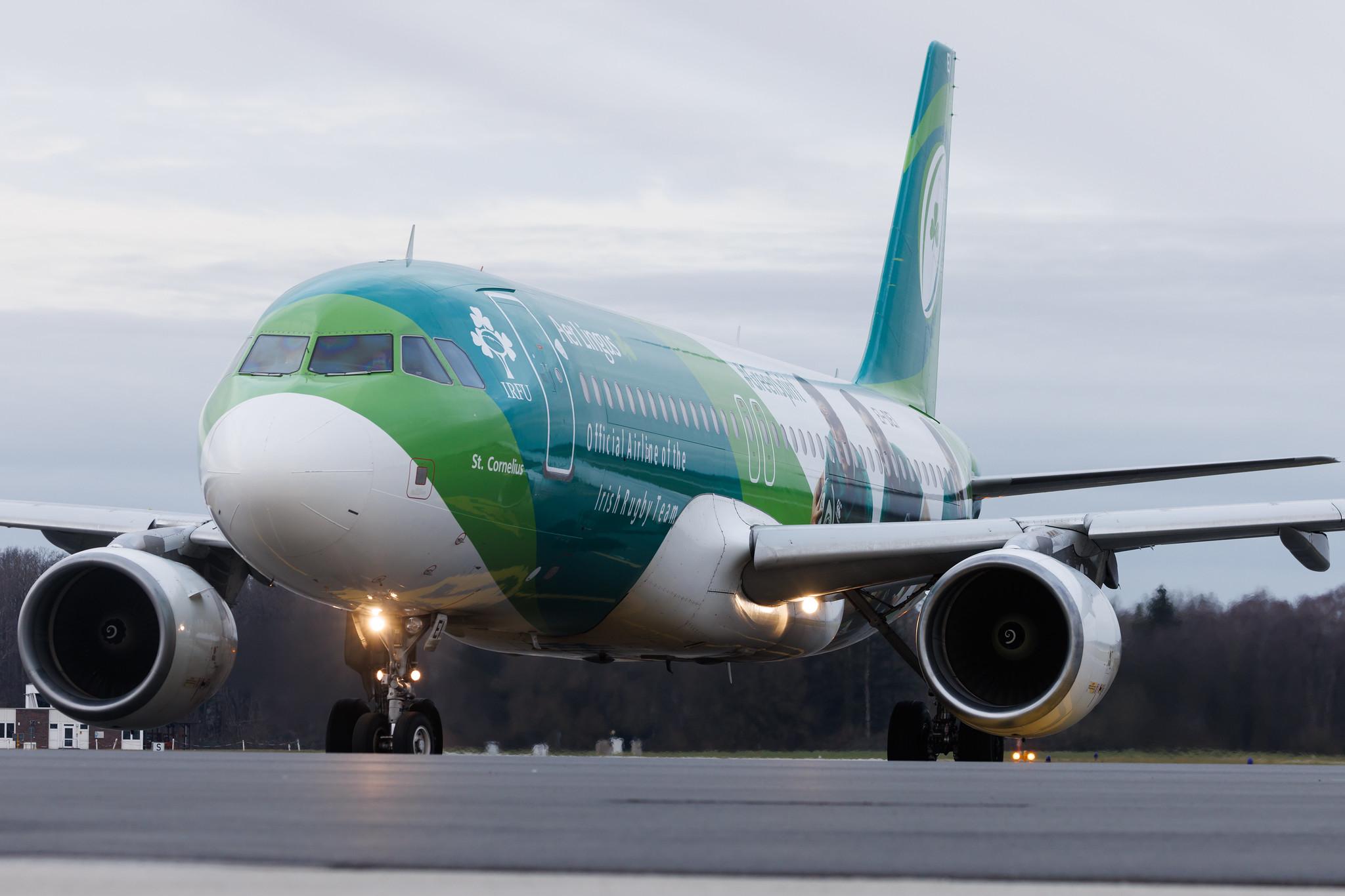 Hamburg Airport: Aer Lingus (EI / EIN) | Livery: Irish Rugby Team Livery | Airbus A320-214 A320 | EI-DEI | MSN 2374
