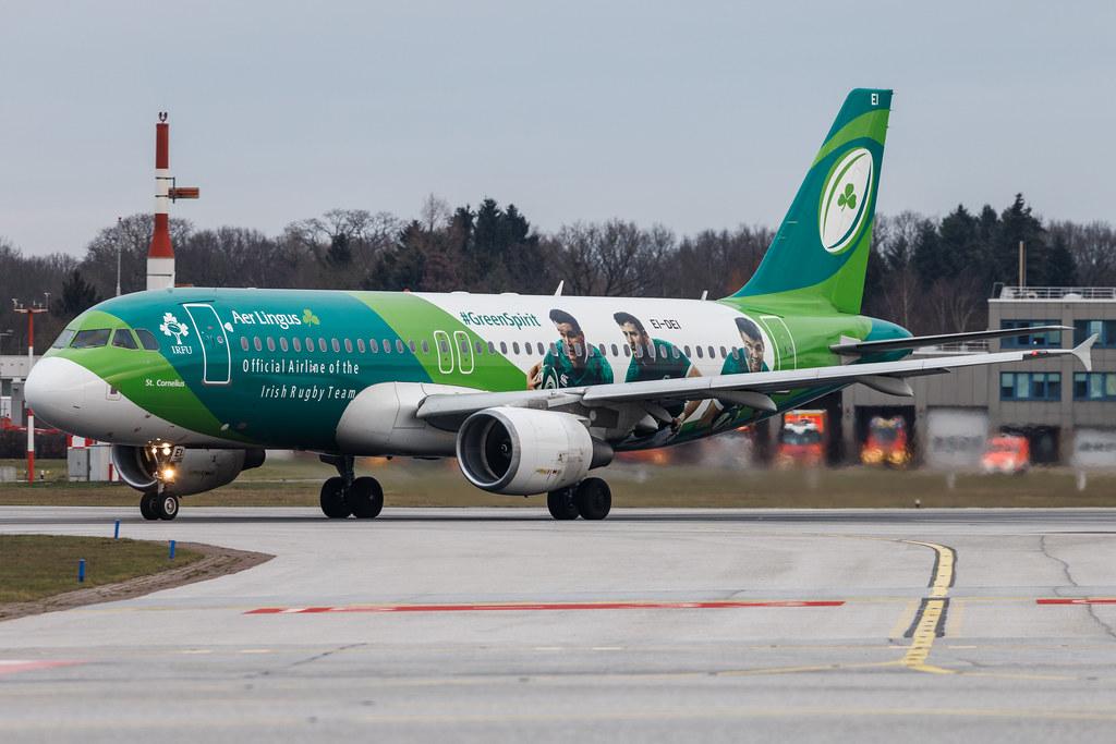 Hamburg Airport: Aer Lingus (EI / EIN) | Livery: Irish Rugby Team Livery | Airbus A320-214 A320 | EI-DEI | MSN 2374