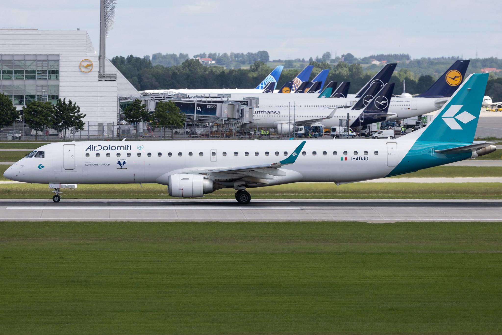 Munich Airport: Air Dolomiti (EN / DLA) | Embraer E195LR E195 | I-ADJO | MSN 19000280