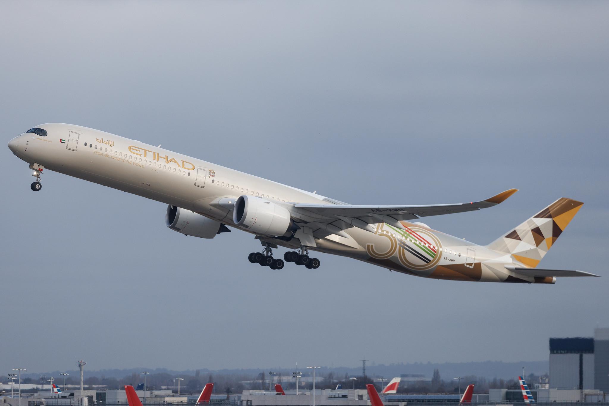 London Heathrow: Etihad Airways (EY / ETD) |  Livery: 50 Years Livery |  Airbus A350-1041 A35K | A6-XWB | MSN 290