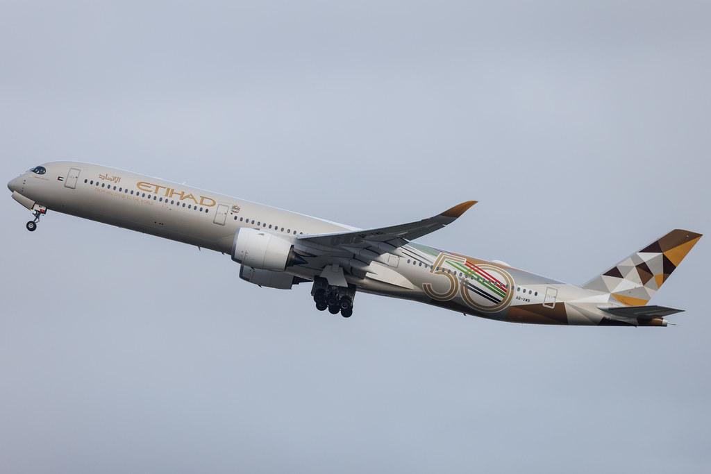 London Heathrow: Etihad Airways (EY / ETD) |  Livery: 50 Years Livery |  Airbus A350-1041 A35K | A6-XWB | MSN 290