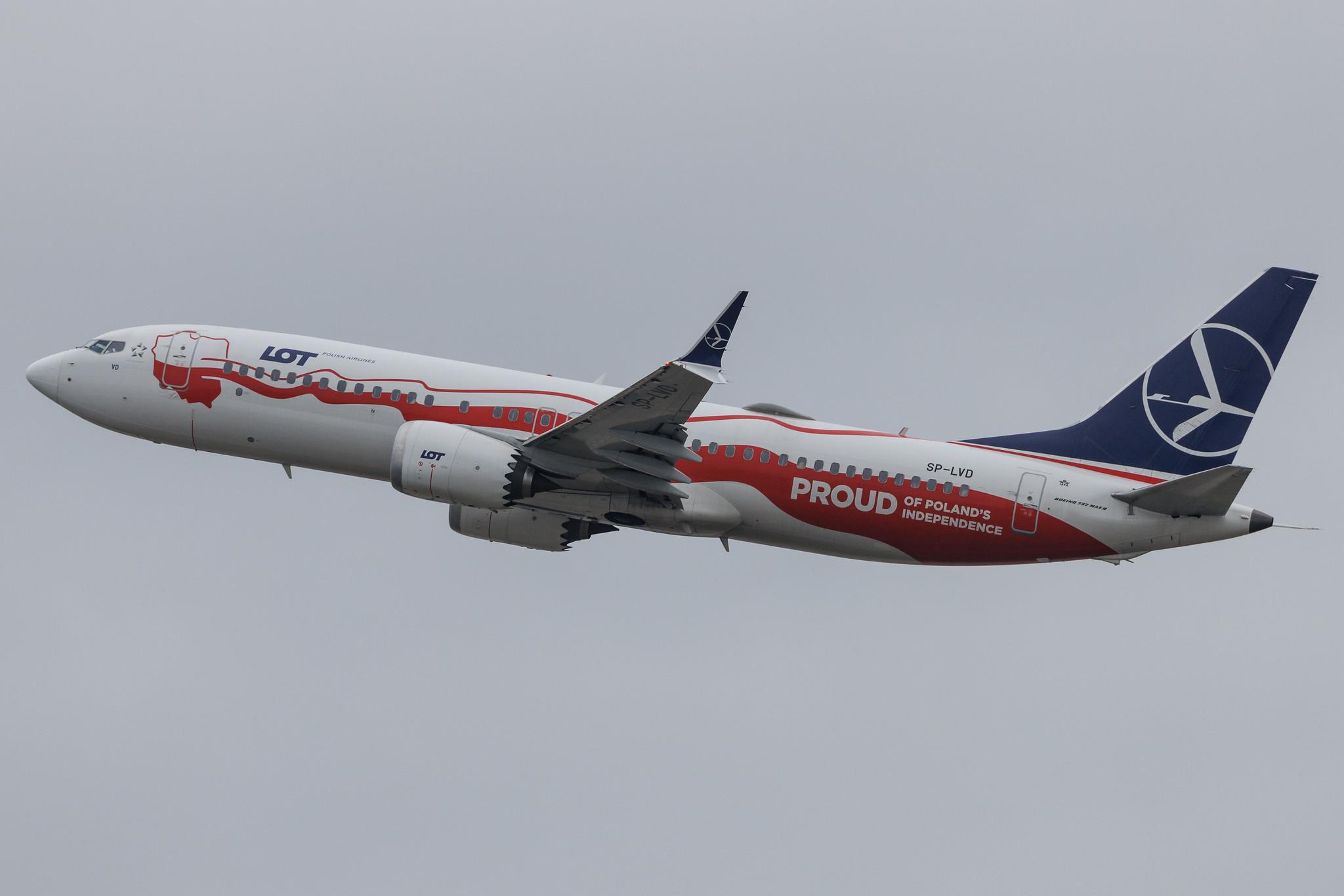 London Heathrow: LOT (LO / LOT) | Livery: Independence Livery | Boeing 737 MAX 8 B38M | SP-LVD | MSN 64069