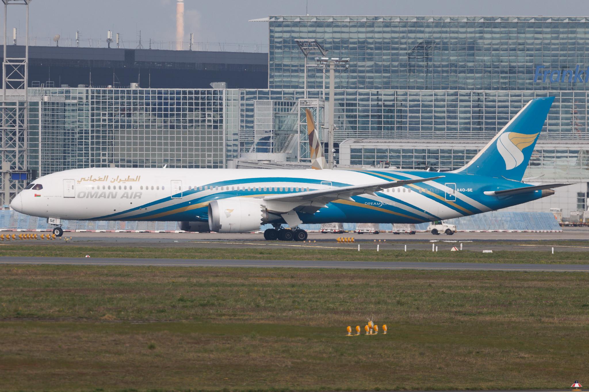 Frankfurt Airport: Oman Air (WY / OMA) | Boeing 787-9 Dreamliner B789 | A4O-SE | MSN 39291