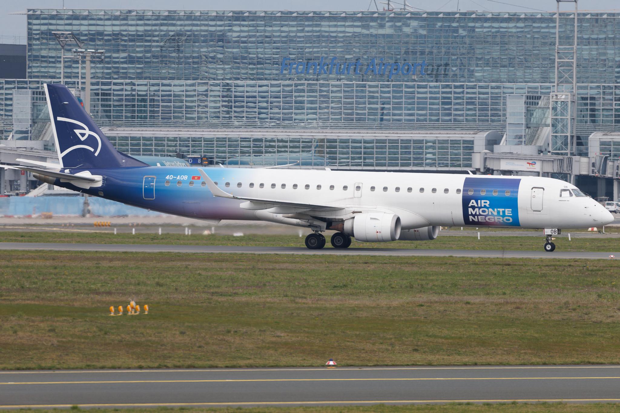 Frankfurt Airport: Montenegro Airlines (YM / MGX) | Embraer E195LR E195 | 4O-AOB | MSN 19000283