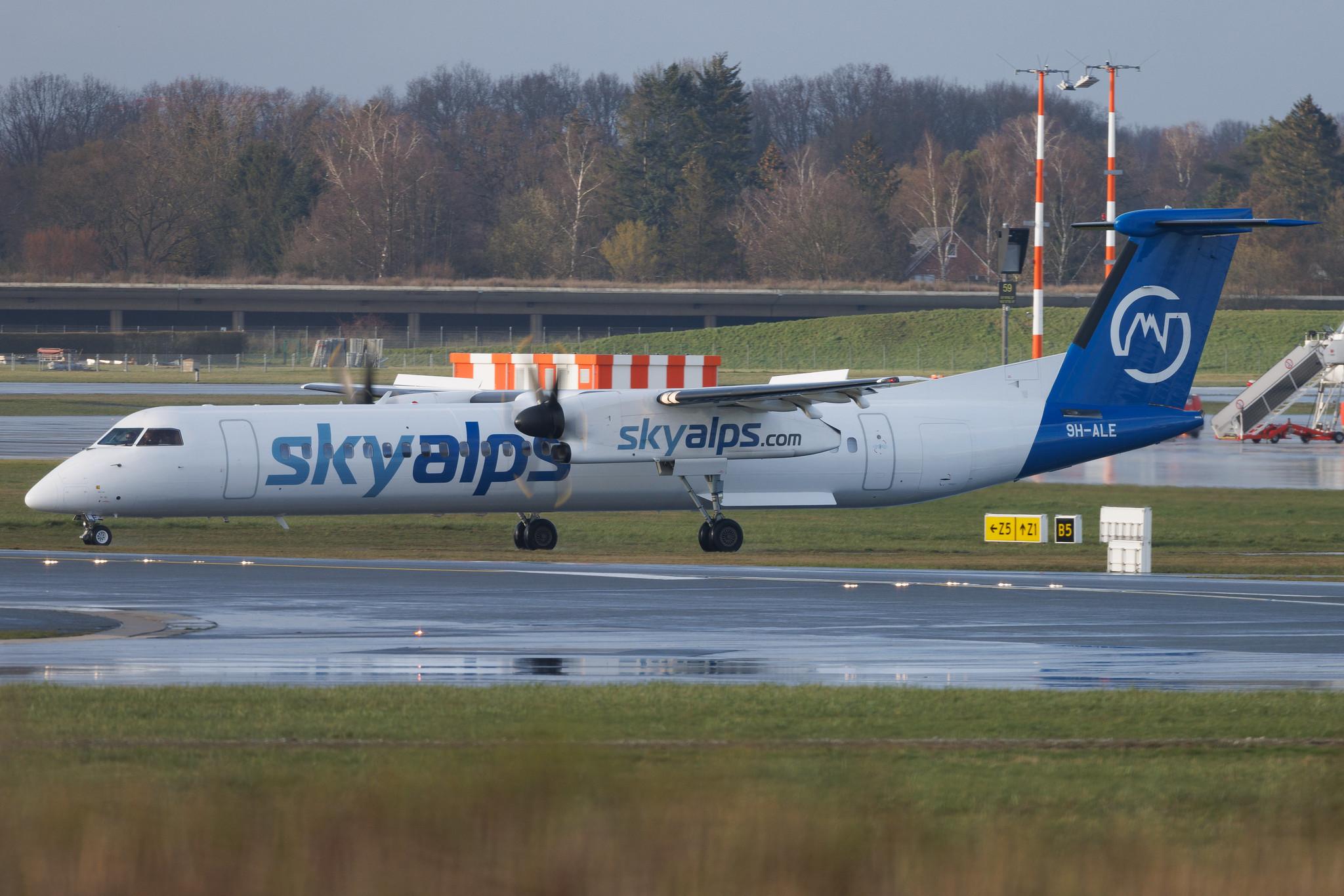 Hamburg Airport: SkyAlps (BQ / SWU) | De Havilland Canada Dash 8-400 DH8D | 9H-ALE | MSN 4326