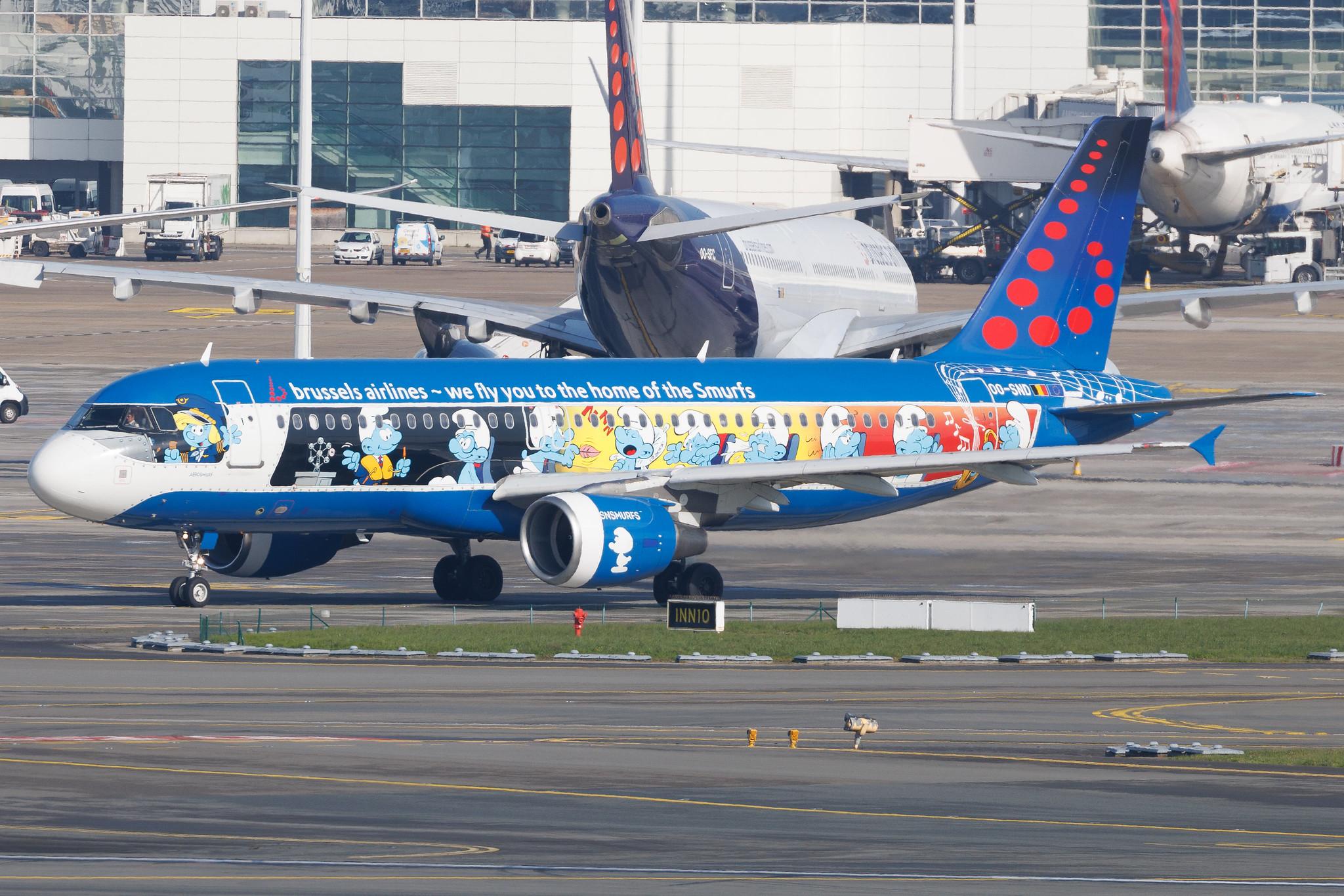 Brussels Airport: Brussels Airlines (SN / BEL) | Livery: The Smurfs Livery | Airbus A320-214 A320 | OO-SND | MSN 1838