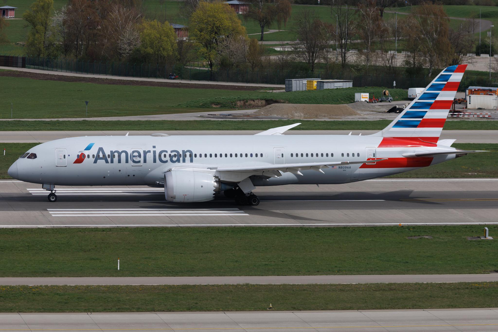 Flughafen Zürich: American Airlines (AA / AAL) | Boeing 787-8 Dreamliner B788 | N809AA | MSN 40627