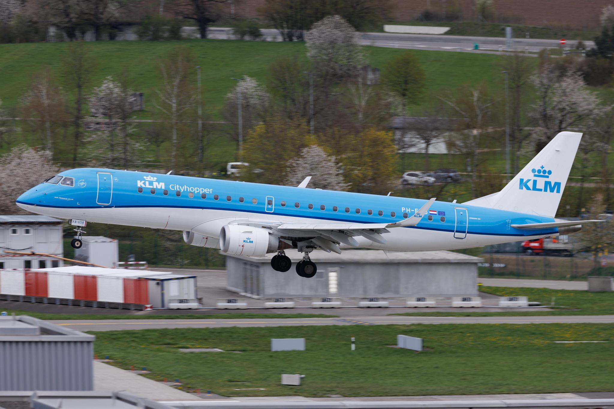 Flughafen Zürich: KLM (KL / KLM) | Operator: KLM Cityhopper | Embraer E190STD E190 | PH-EXB | MSN 19000658