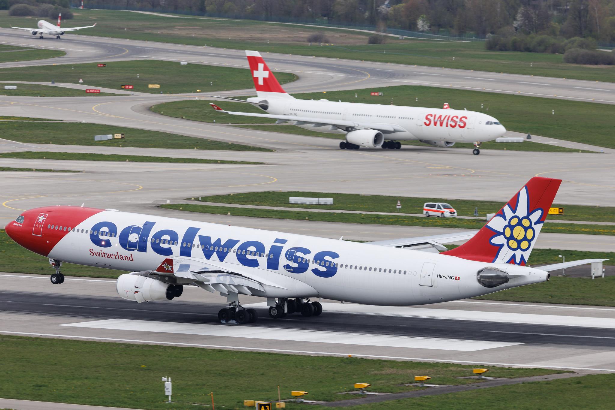 Flughafen Zürich: Edelweiss Air (WK / EDW) | Airbus A340-313 A343 | HB-JMG | MSN 0562