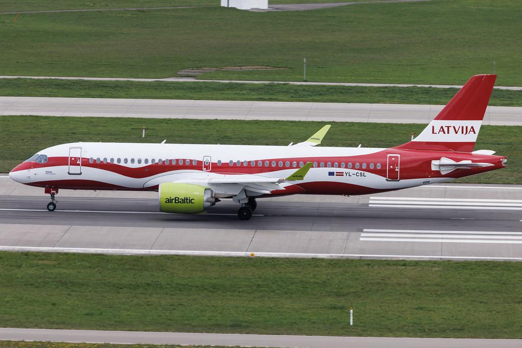 Flughafen Zürich: Air Baltic (BT / BTI) | Livery: Latvia's 100th anniversary Livery | Airbus A220-300 BCS3 | YL-CSL | MSN 55041